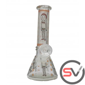 RICK AND MORTY FISHNET GLASS MINI BEAKER 8inch (GLOW IN DARK)